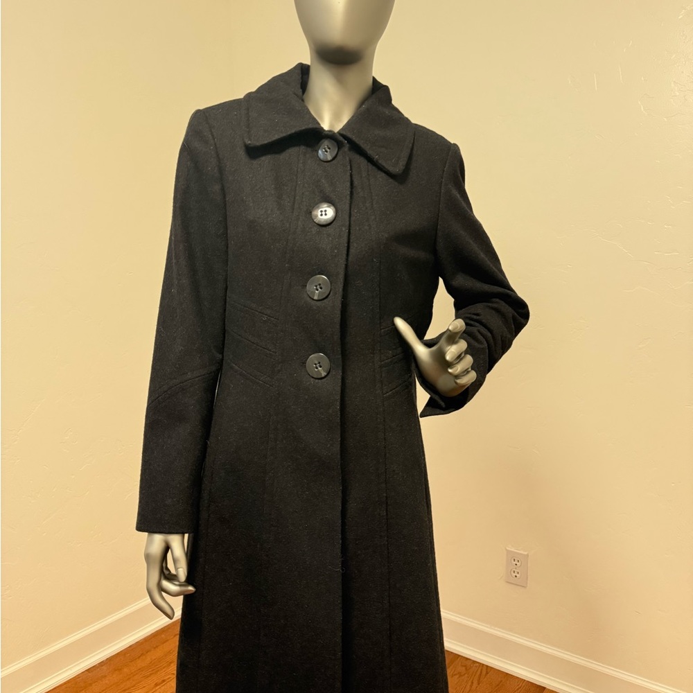 Larry Levine Charcoal Wool Classic Coat‎